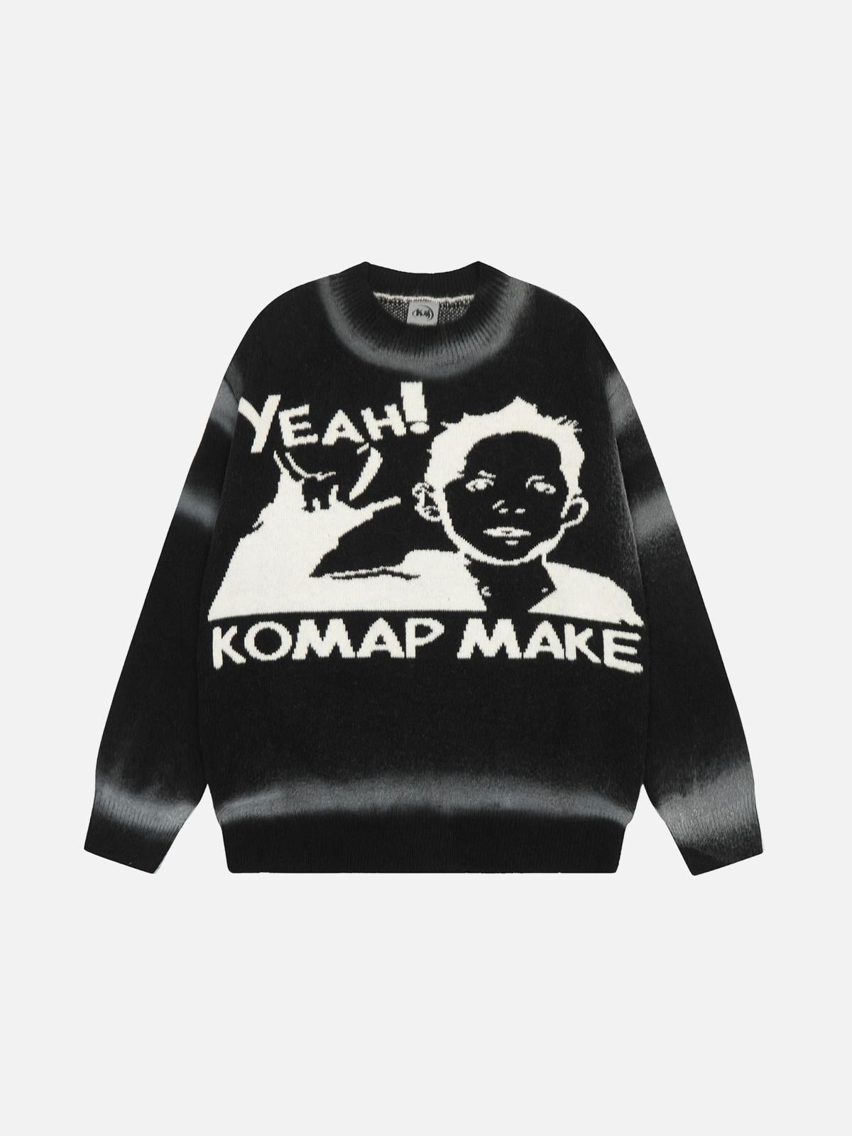 Retro character YEAH! sweater