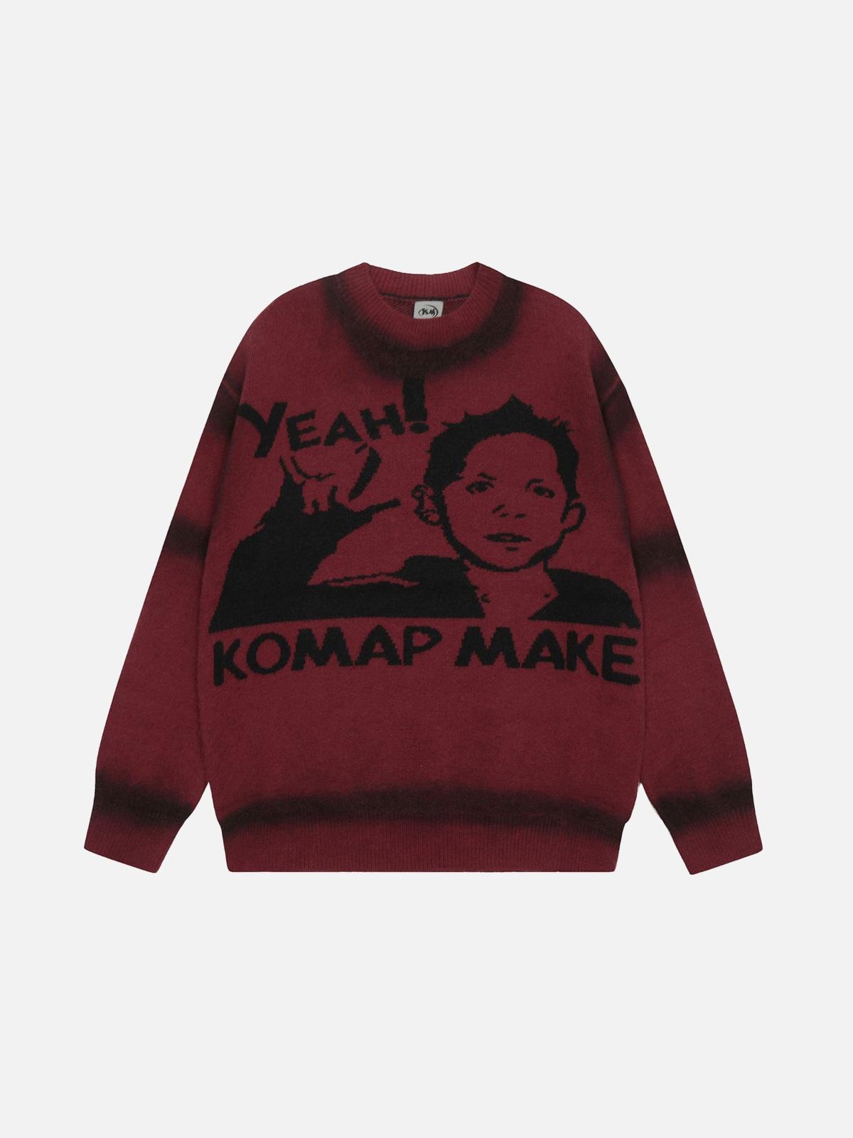Retro character YEAH! sweater
