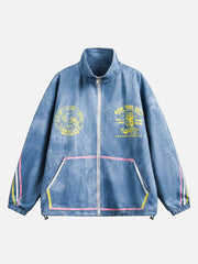 Retro Contrast Suede Track Jacket