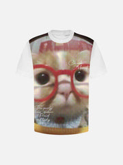 Retro Cute Cat Print T-Shirt