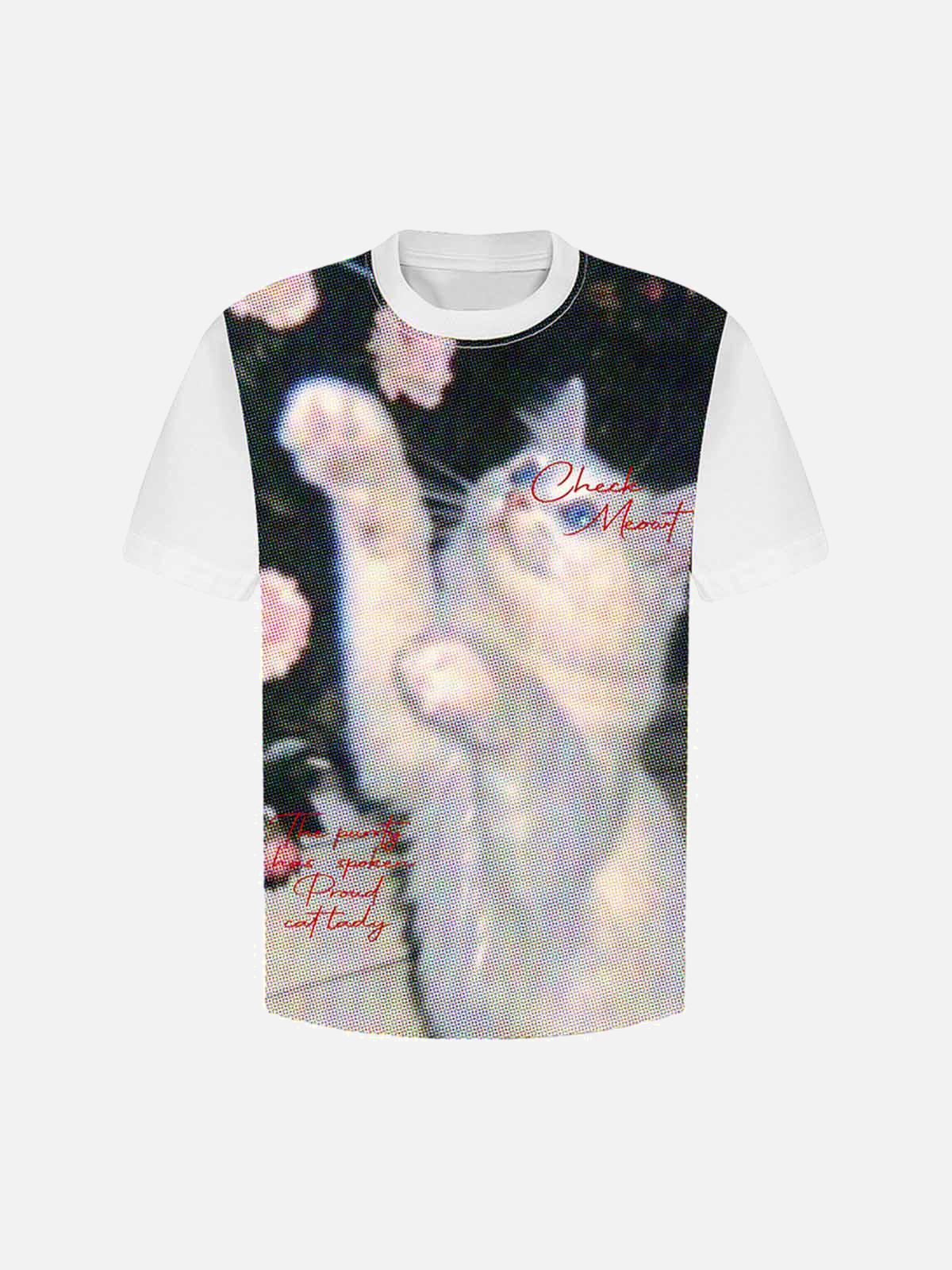 Retro Cute Cat Print T-Shirt