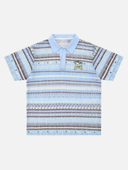 Retro Gradient Striped Hollow POLO Shirt