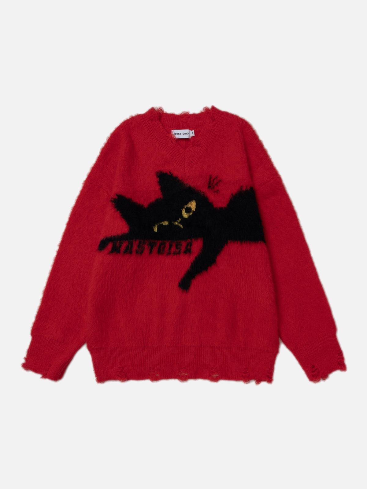 Retro Lazy Cat Sweater