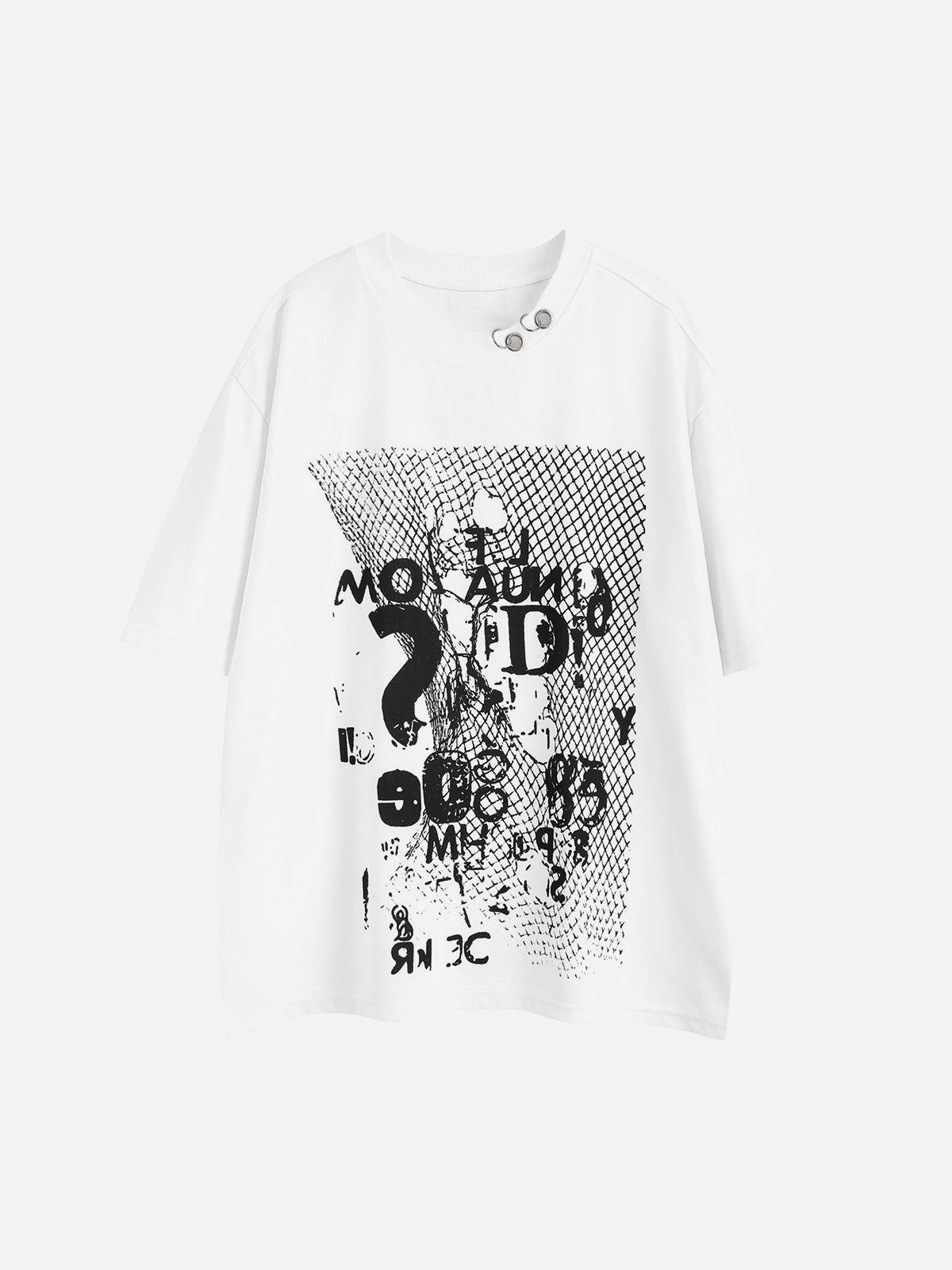 Retro Letter Print Rivet T-Shirt