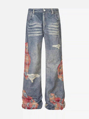 Retro Patchwork Street Jeans
