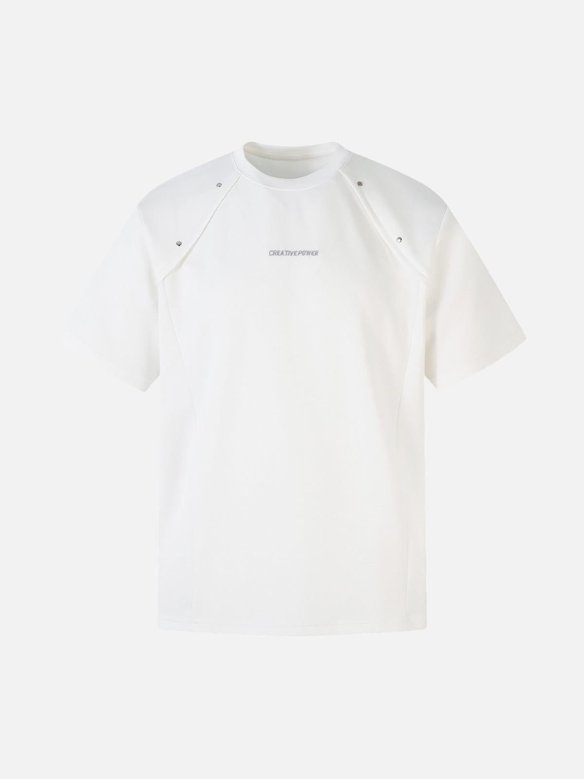 Retro Rivet Letter Embroidered T-Shirt