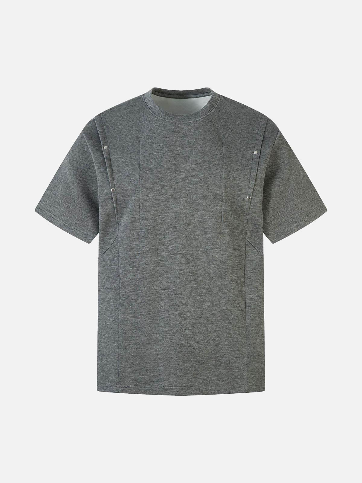 Retro Rivet Pleated Functional T-Shirt