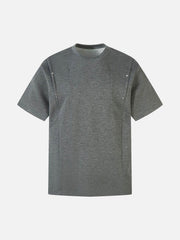 Retro Rivet Pleated Functional T-Shirt