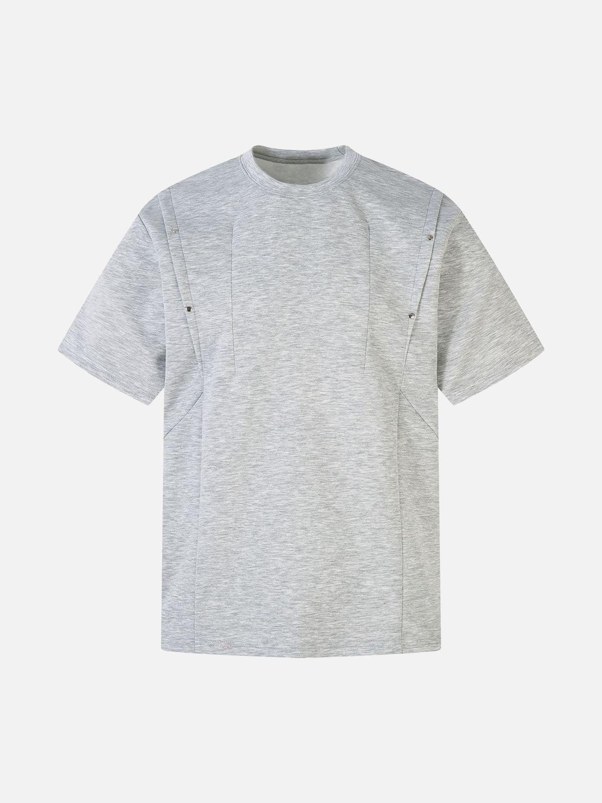 Retro Rivet Pleated Functional T-Shirt
