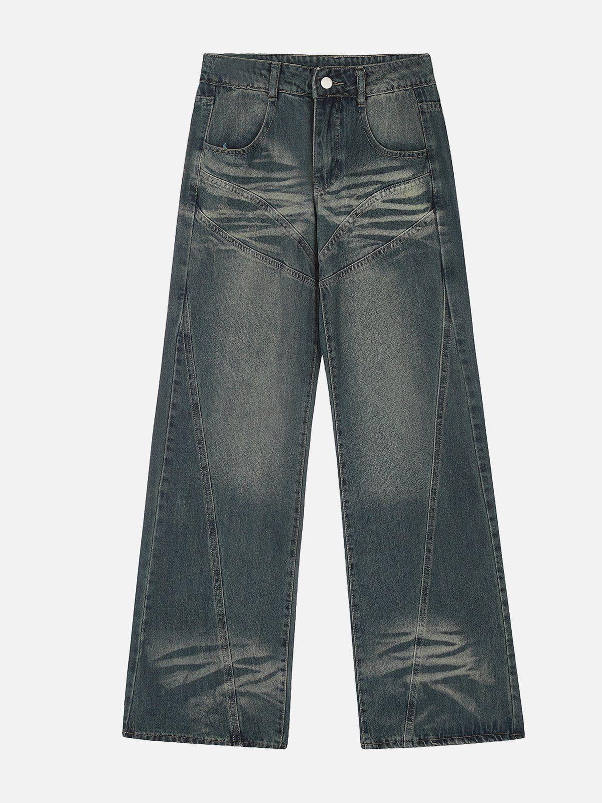 Retro Sun Faded Patchwork Jeans