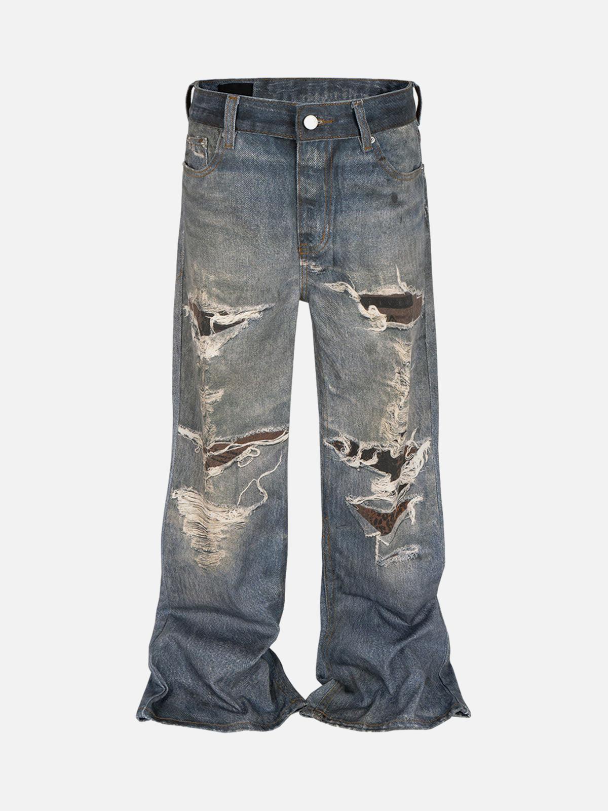 Retro Washed Ripped Flare Jeans