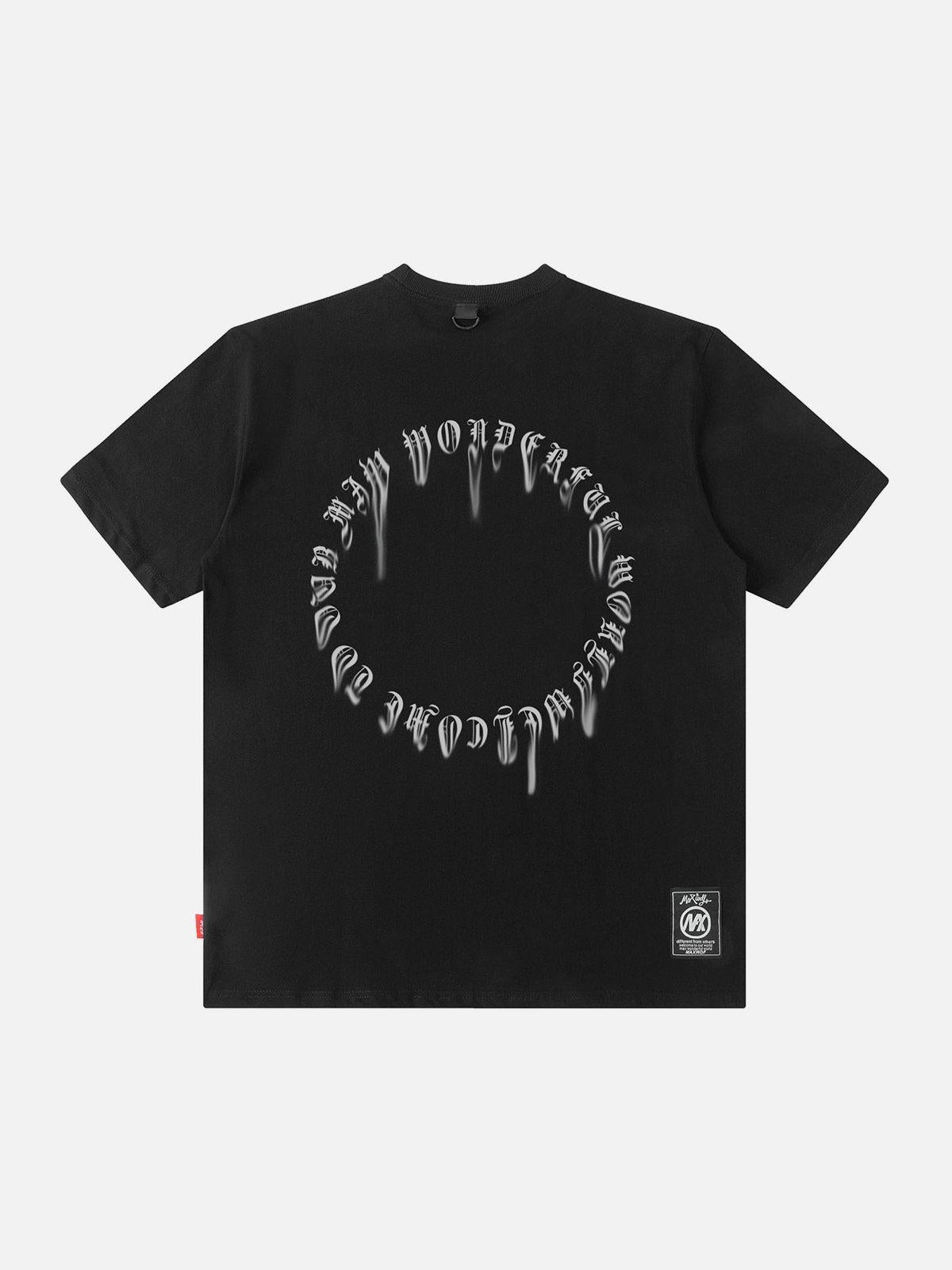 Ring Shaped Gothic Letter Print Tee