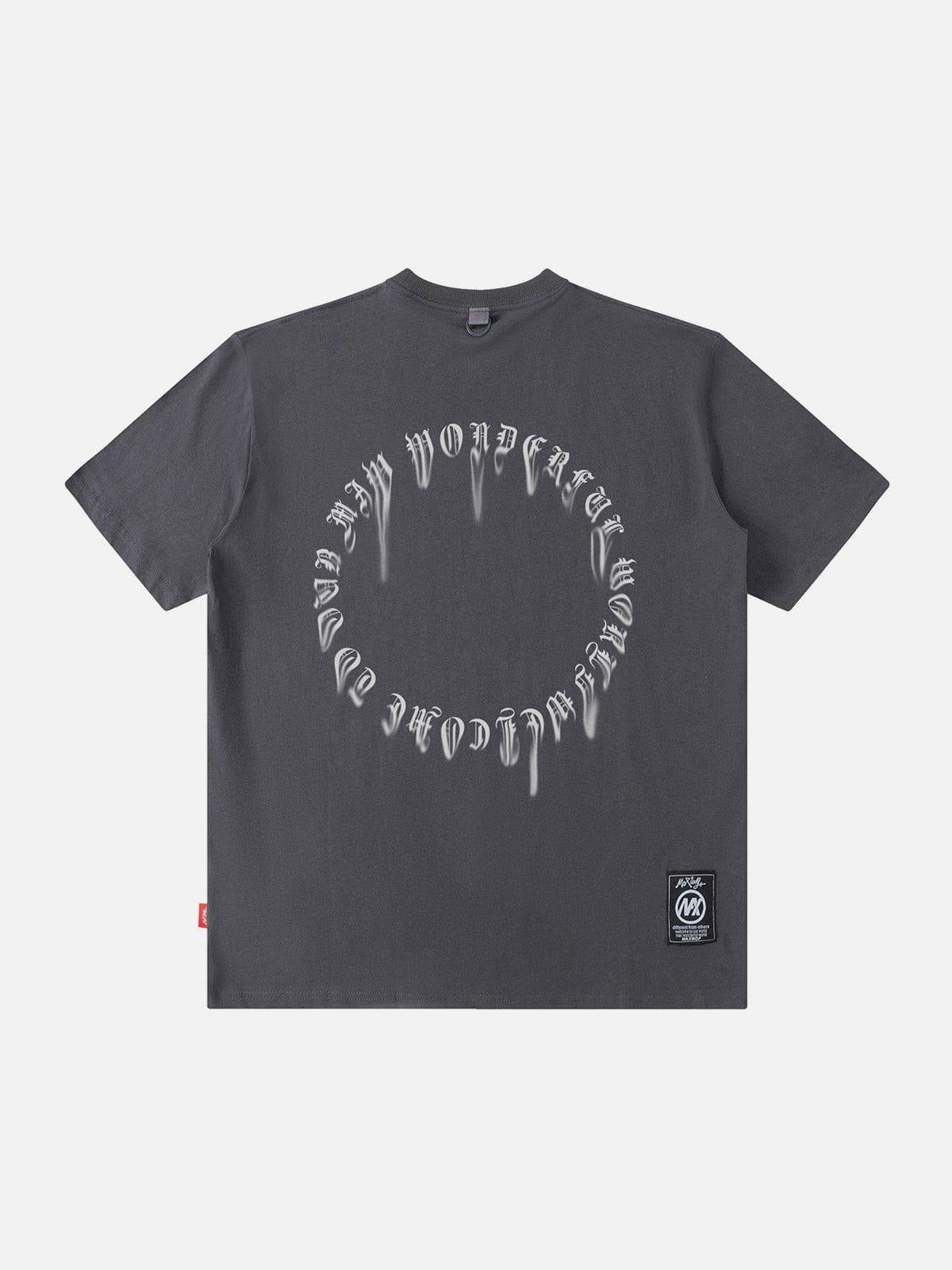 Ring Shaped Gothic Letter Print Tee