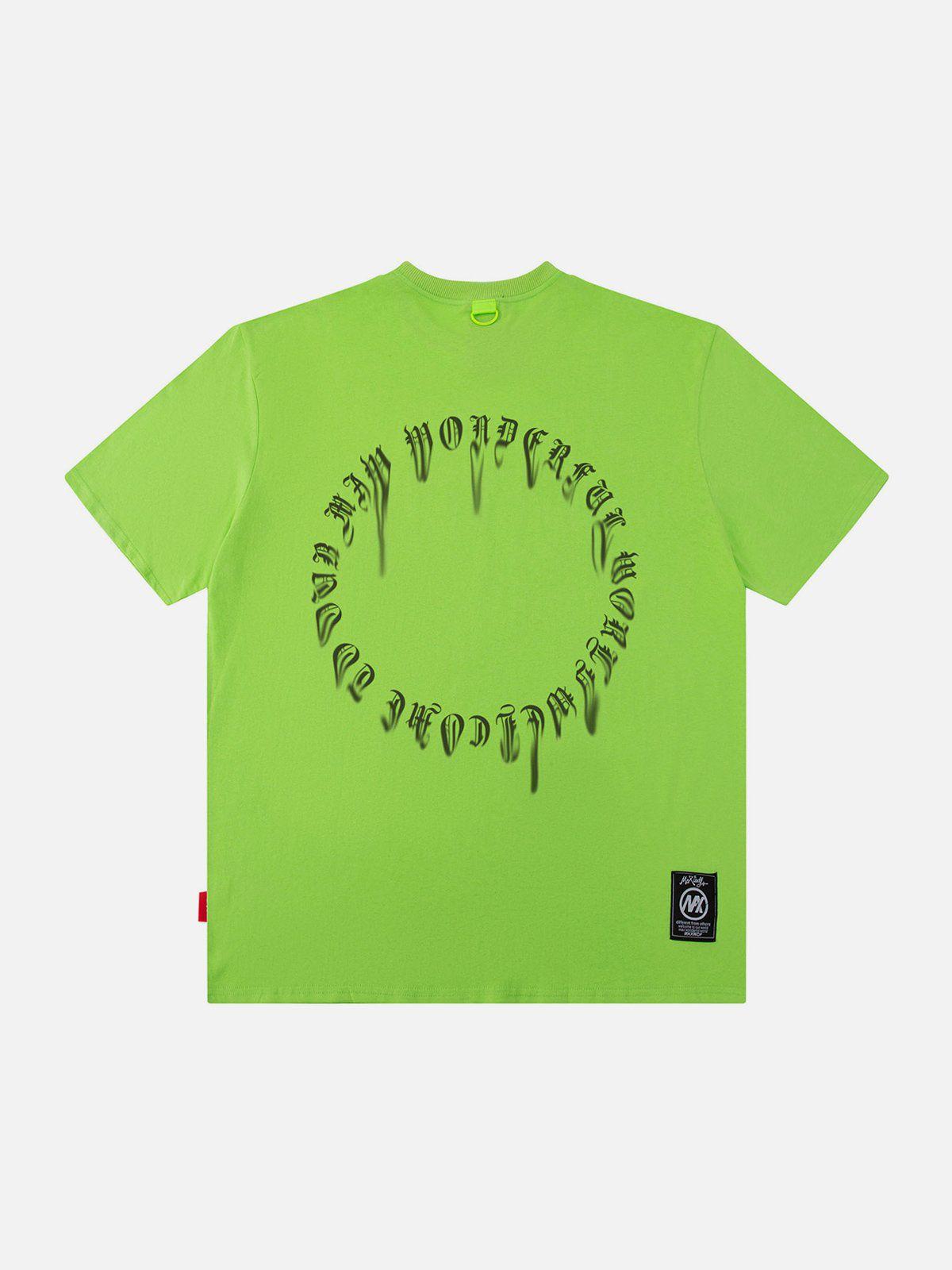 Ring Shaped Gothic Letter Print Tee