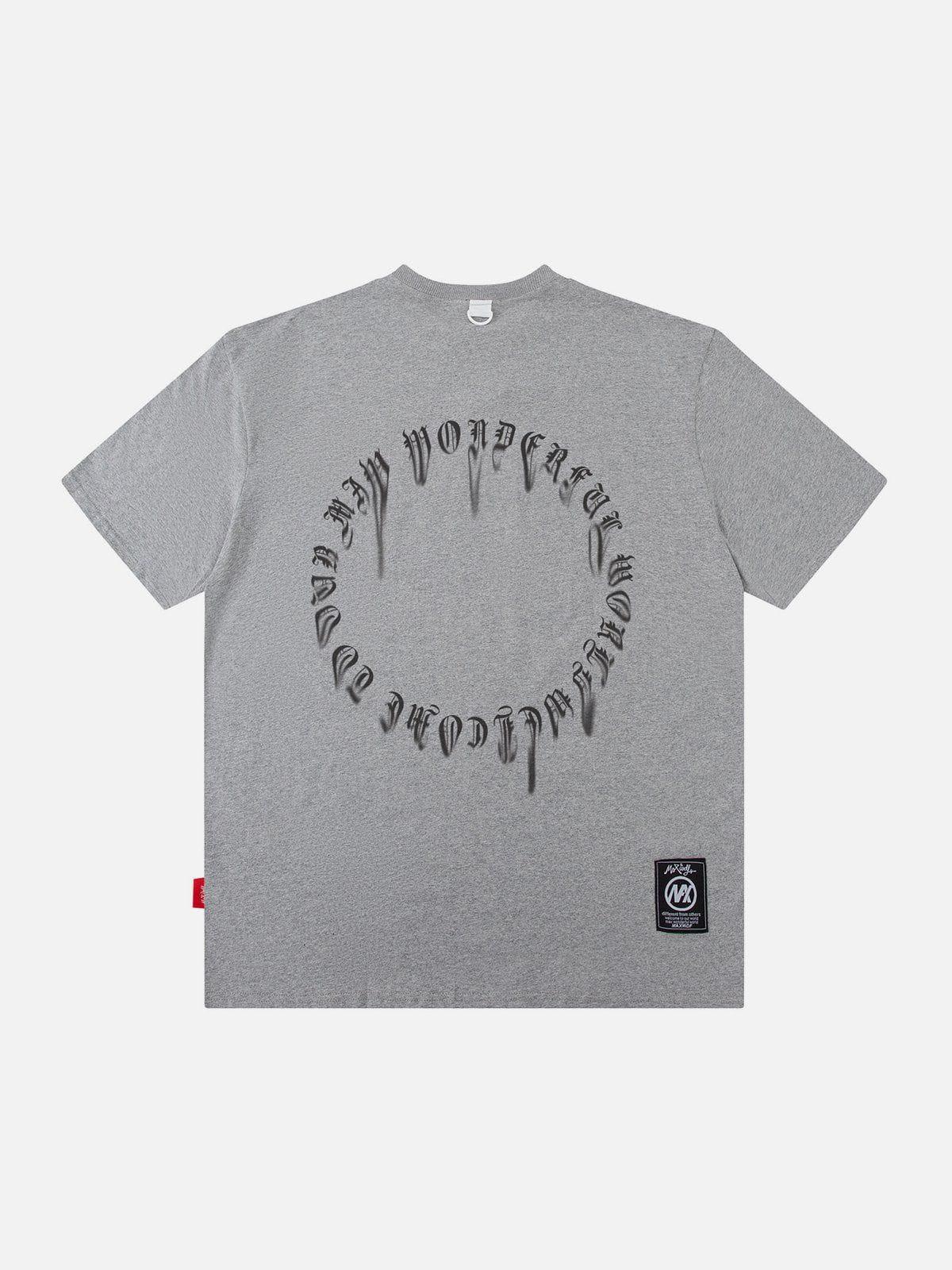 Ring Shaped Gothic Letter Print Tee