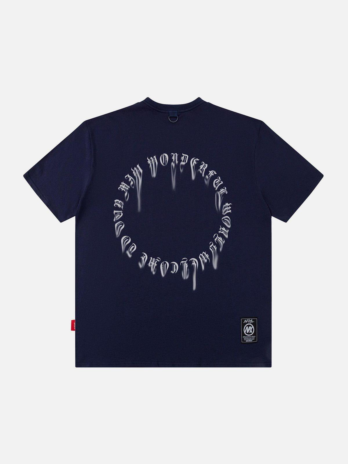 Ring Shaped Gothic Letter Print Tee
