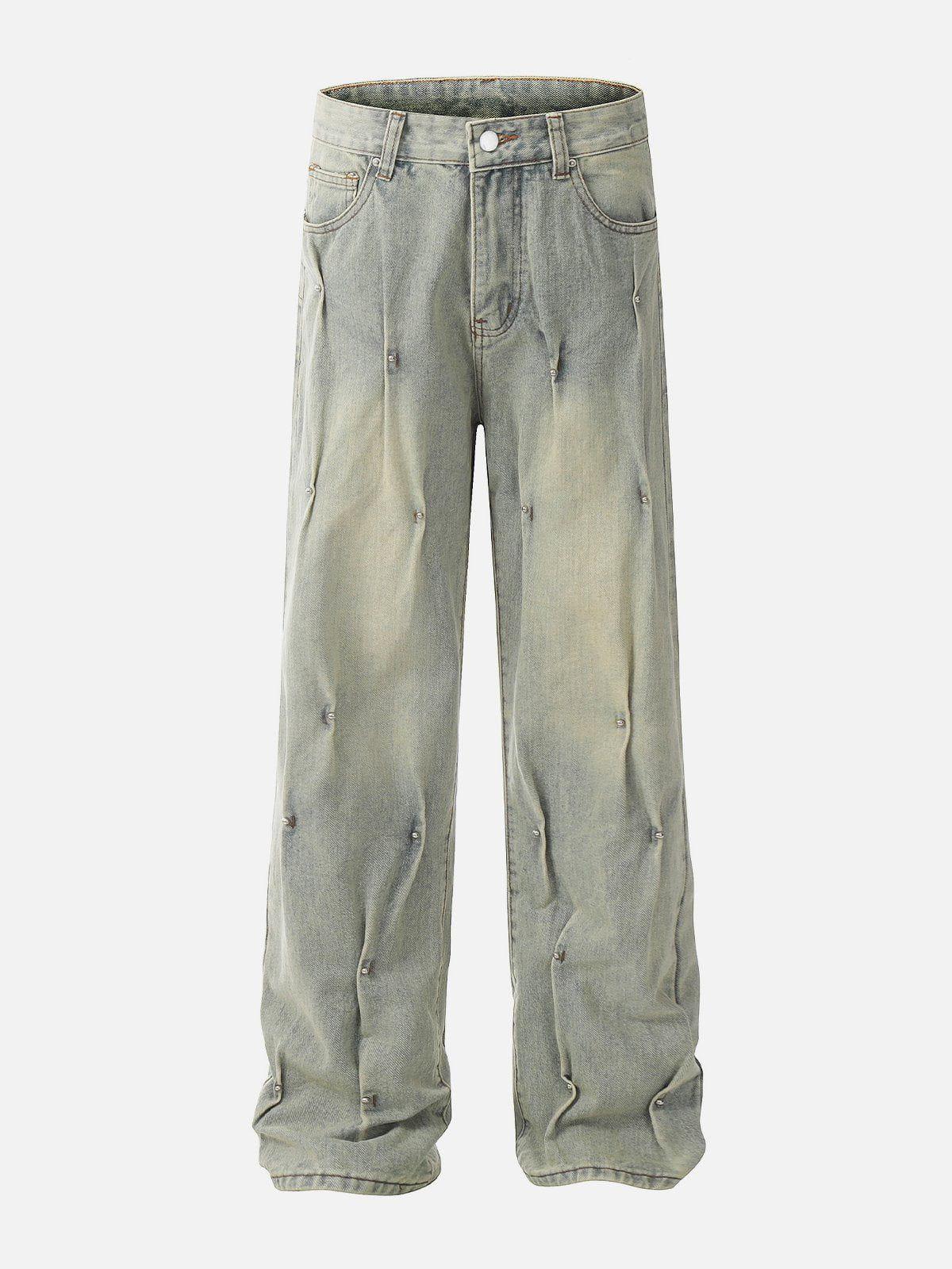 Rivet Wrinkle Washed Jeans