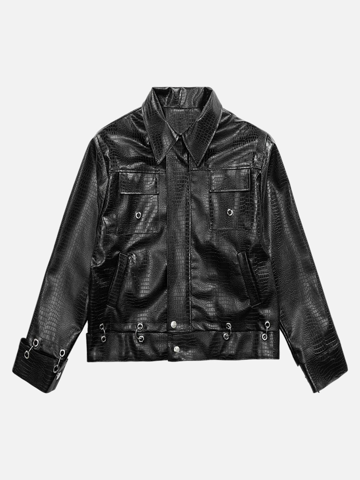 Shoulder Pad PU Leather Jacket