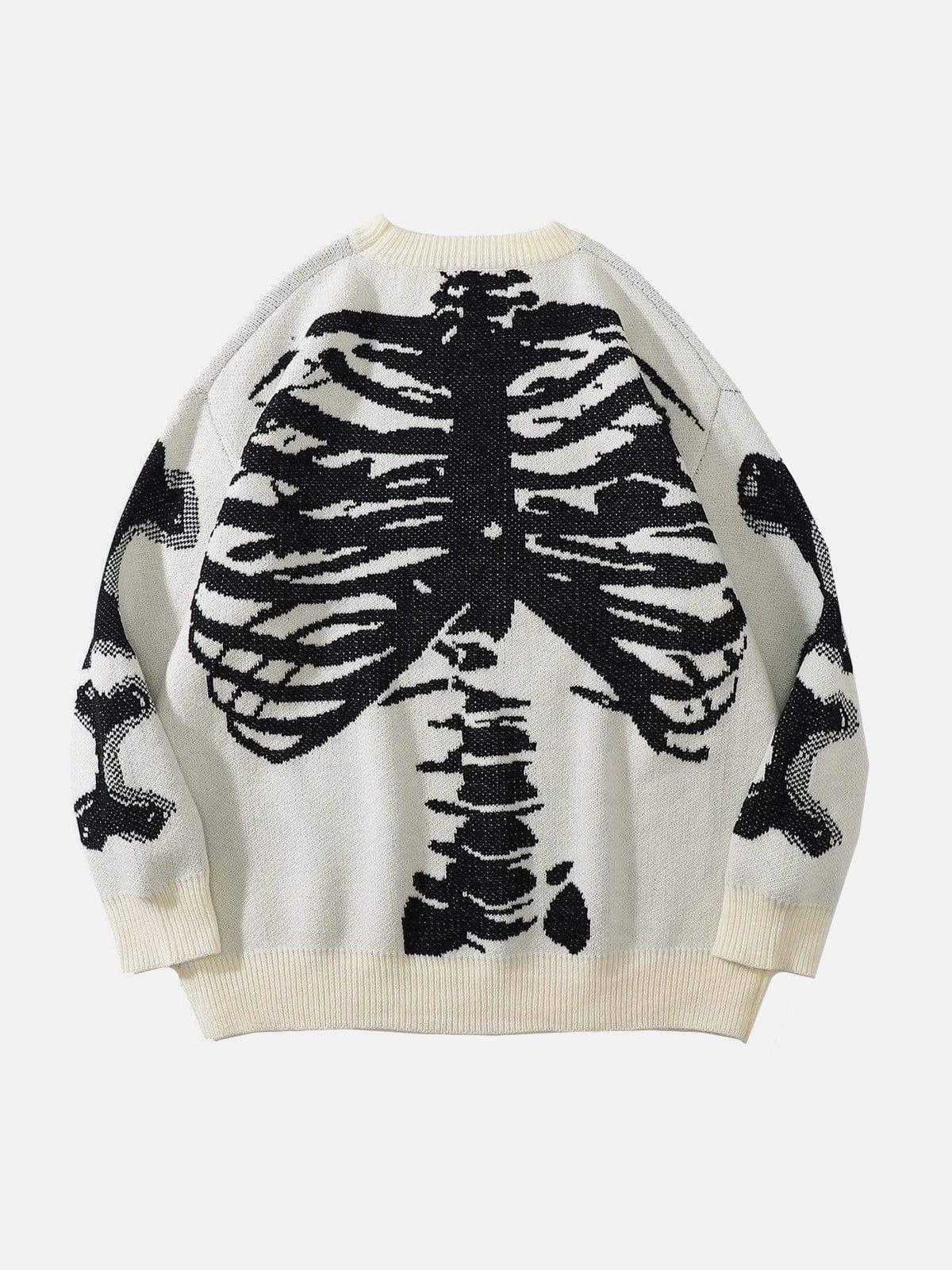 Skeleton Pattern Knit Sweater