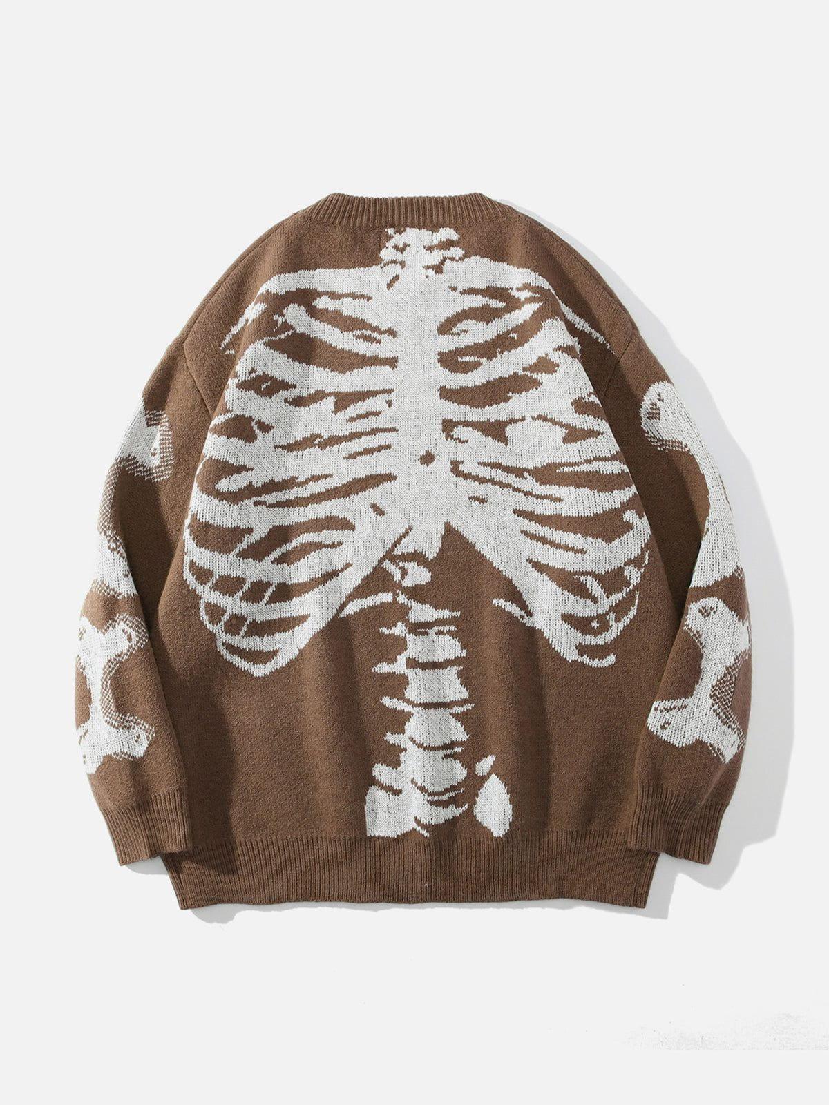 Skeleton Pattern Knit Sweater