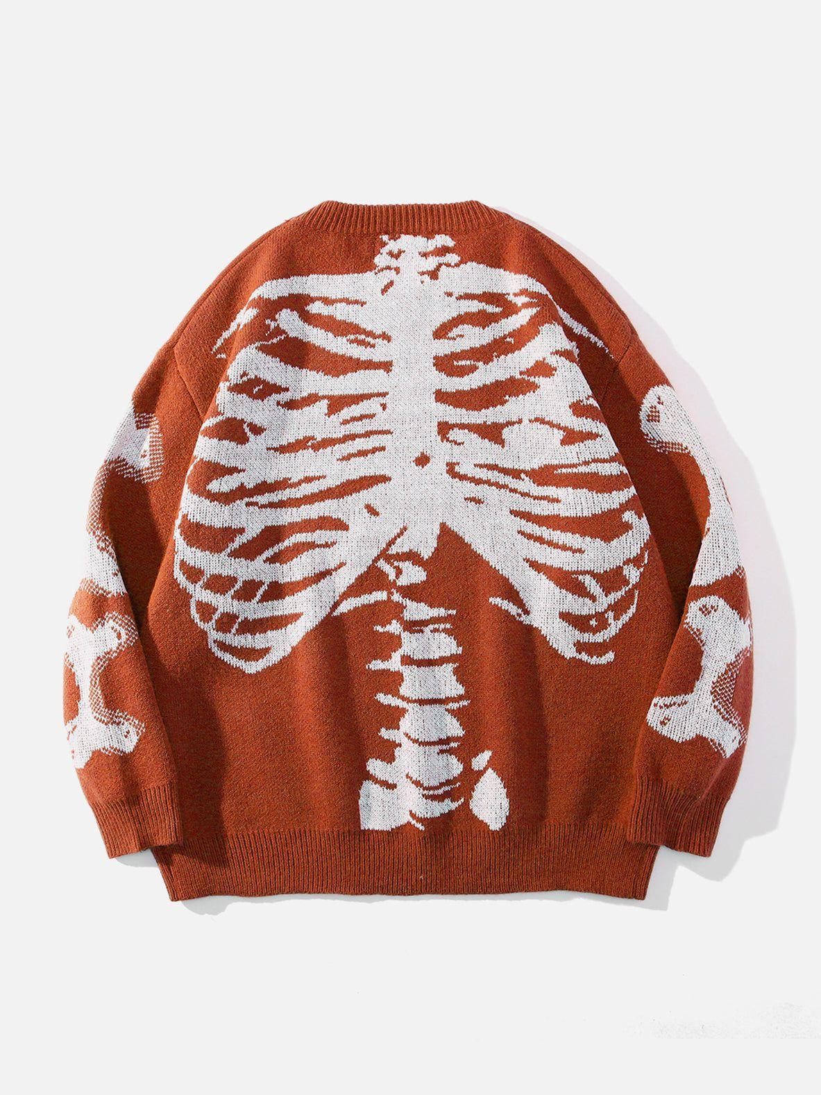 Skeleton Pattern Knit Sweater