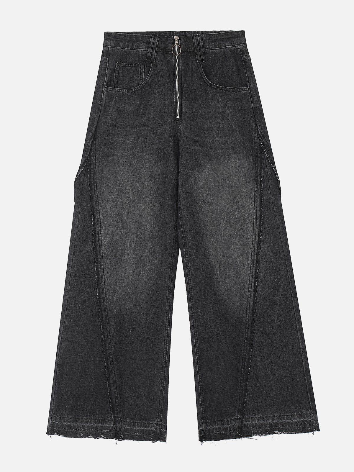 Slit Fringe Loose Jeans