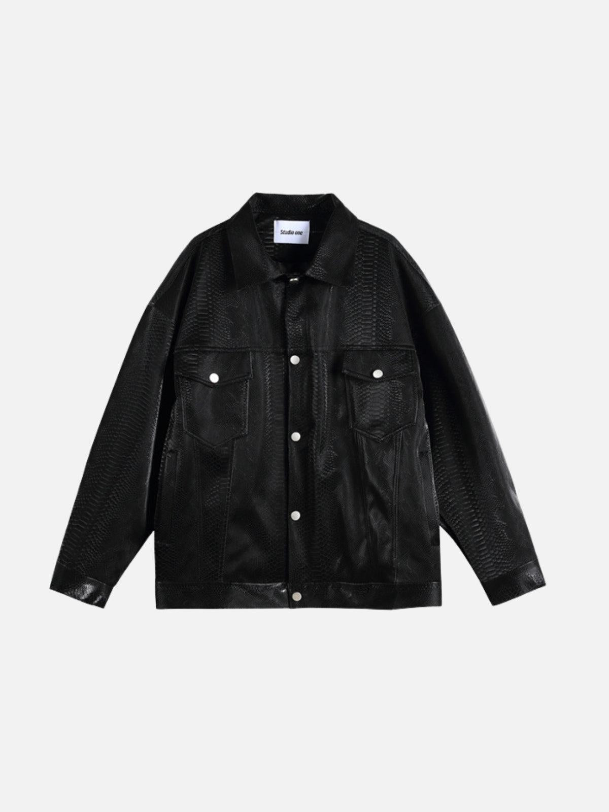 Snake Texture Faux Leather Jacket