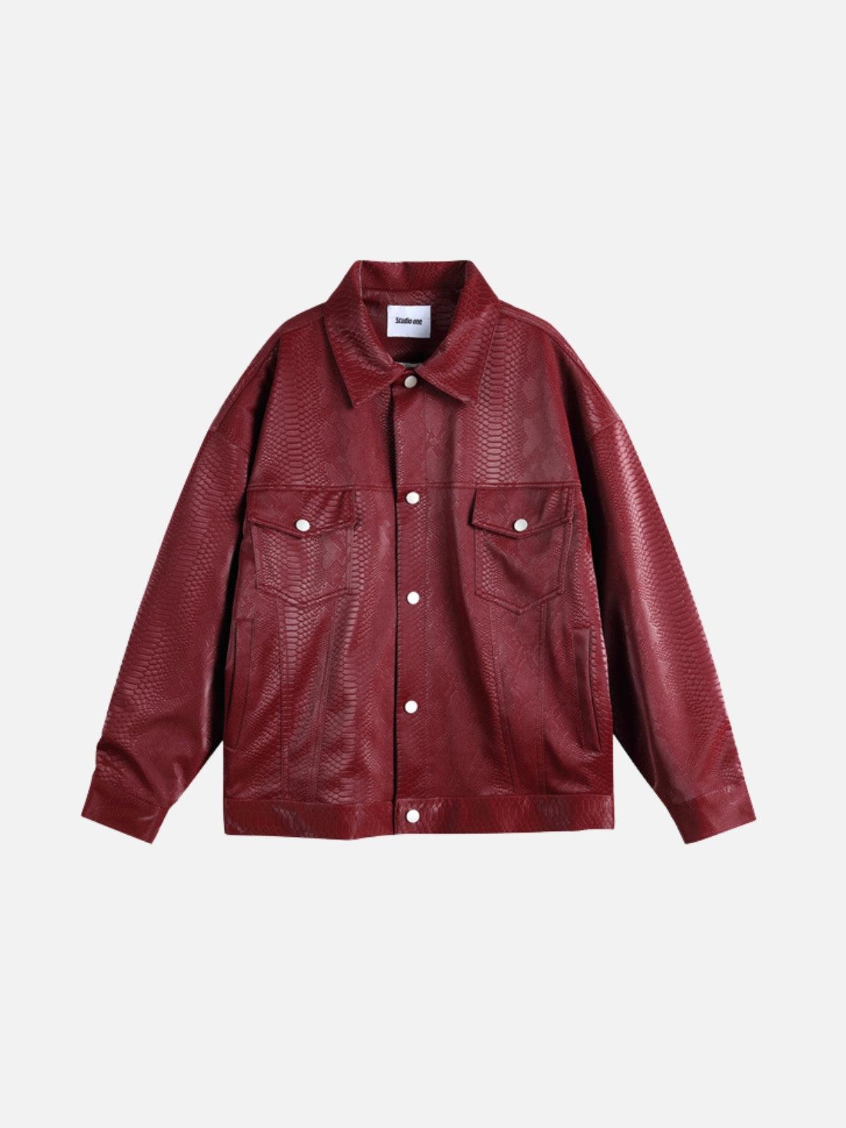 Snake Texture Faux Leather Jacket