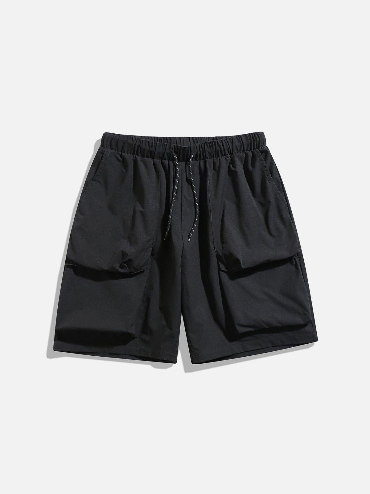 Solid Big Pocket Drawstring Shorts