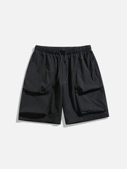 Solid Big Pocket Drawstring Shorts