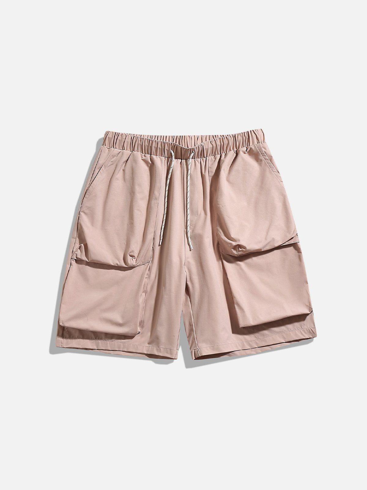 Solid Big Pocket Drawstring Shorts