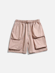Solid Big Pocket Drawstring Shorts