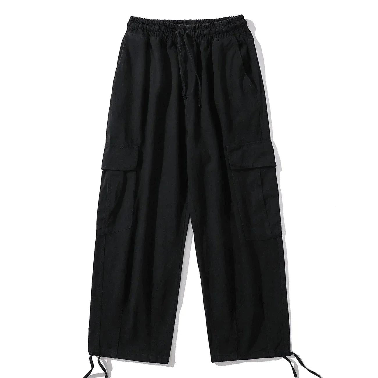 Solid Color Big Pockets To Tie Feet Pants