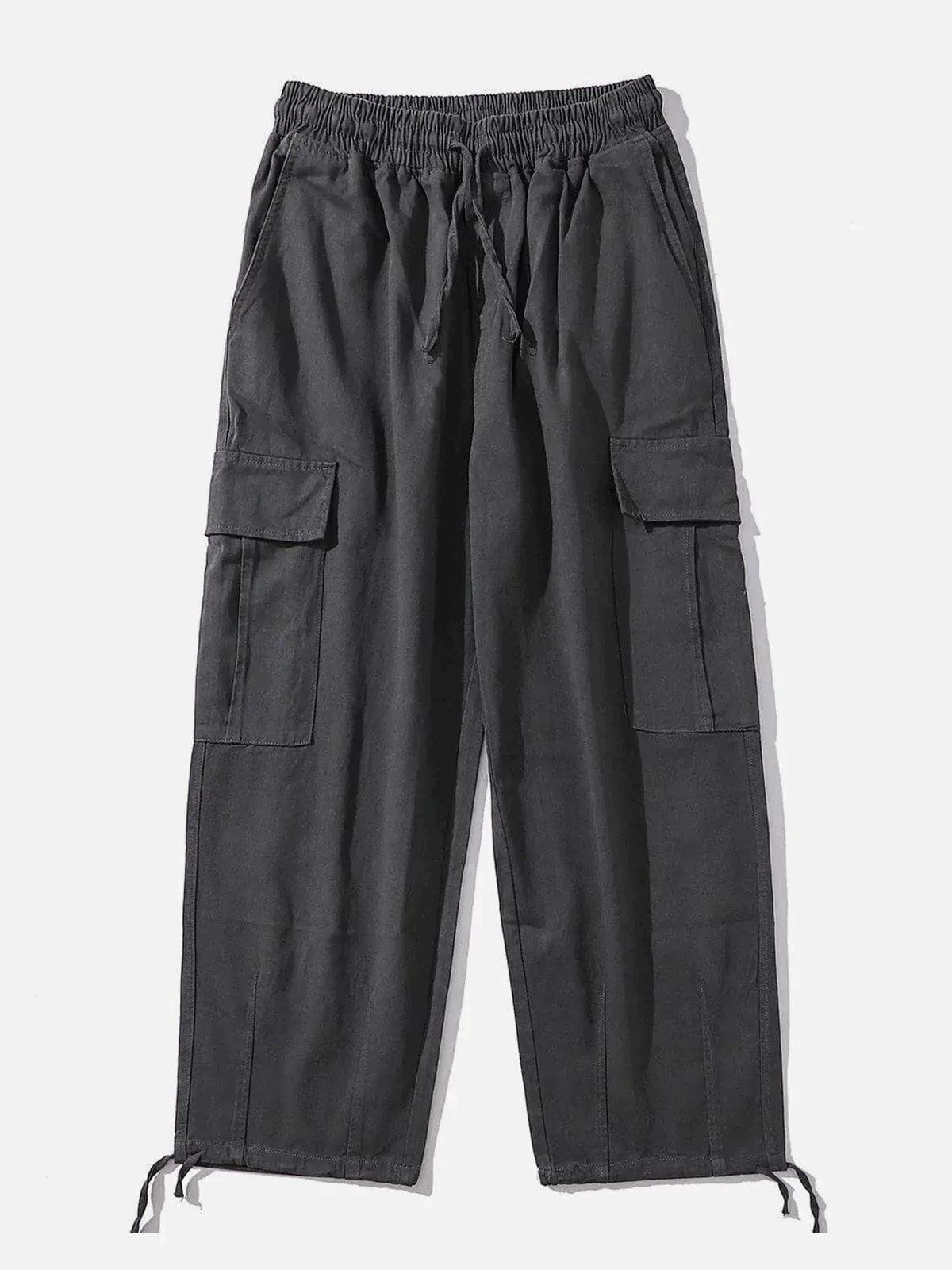 Solid Color Big Pockets To Tie Feet Pants