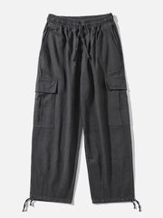 Solid Color Big Pockets To Tie Feet Pants