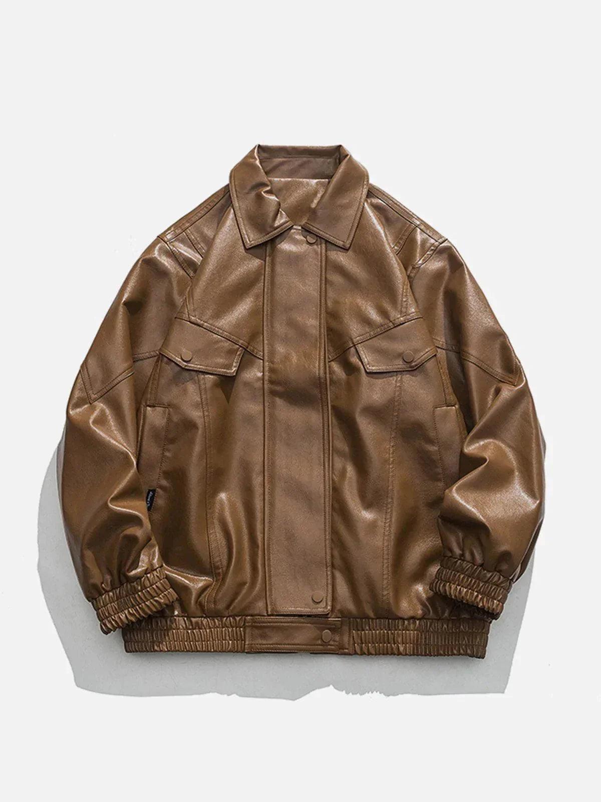 Solid Color PU Jacket