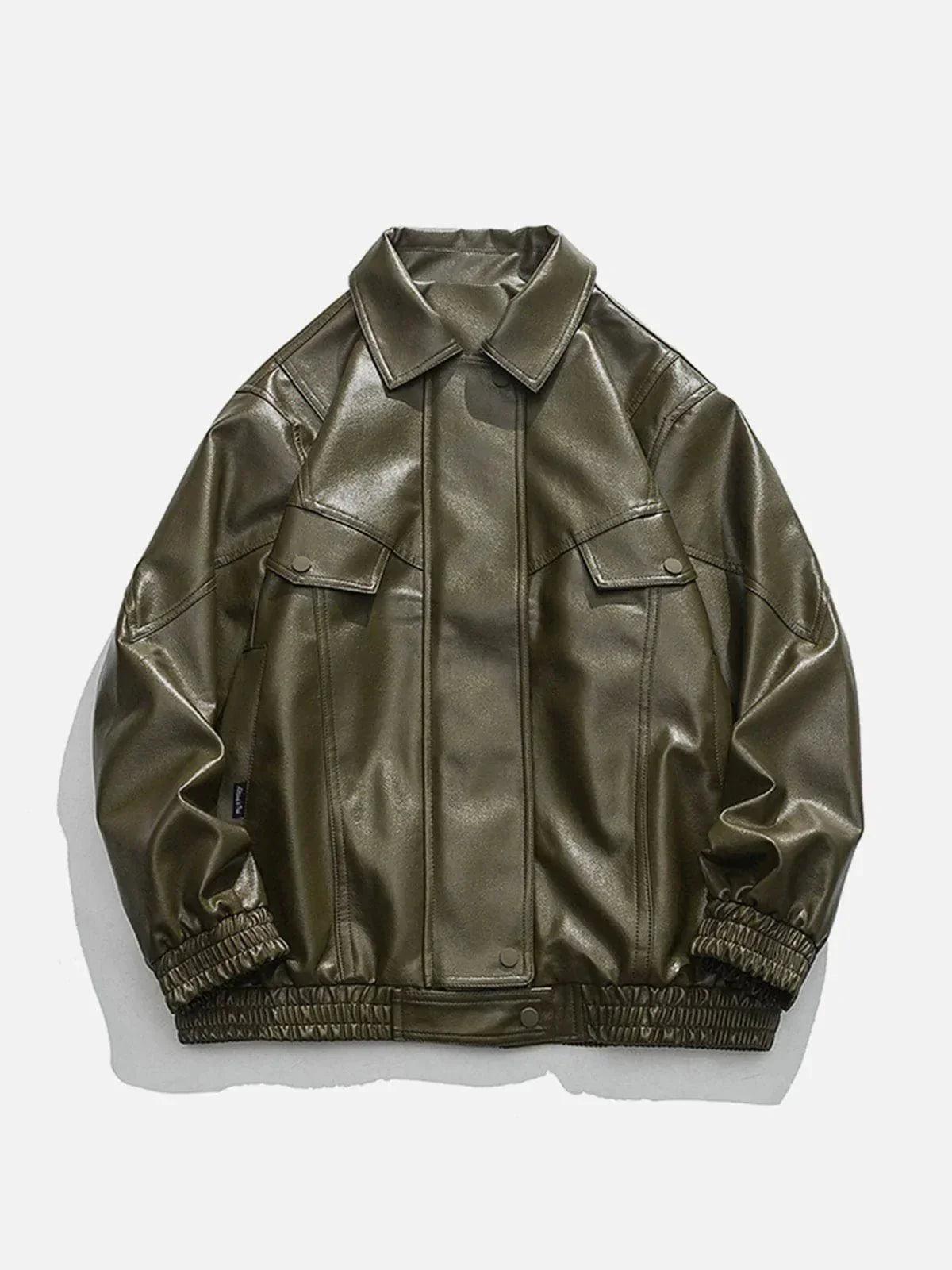 Solid Color PU Jacket
