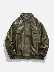 Solid Color PU Jacket