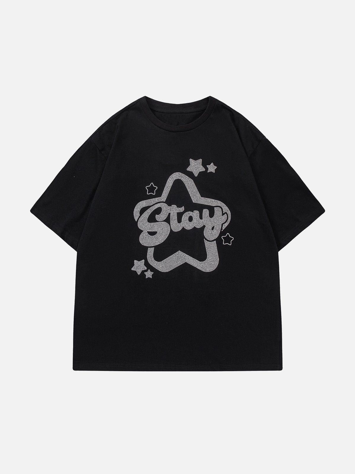 Solid Color Star Print Tee