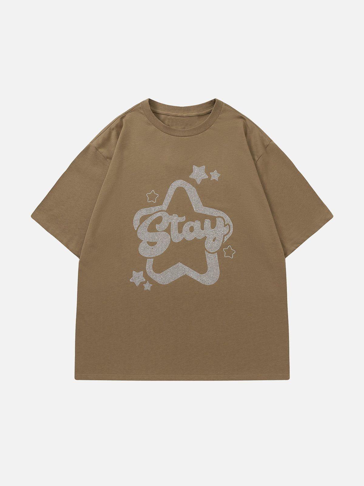Solid Color Star Print Tee