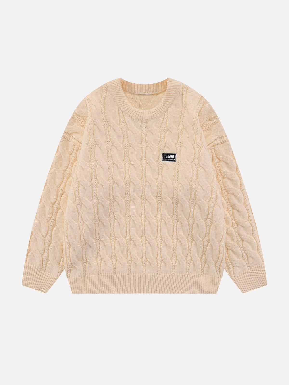 Solid Color Twist Knit Sweater