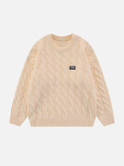 Solid Color Twist Knit Sweater