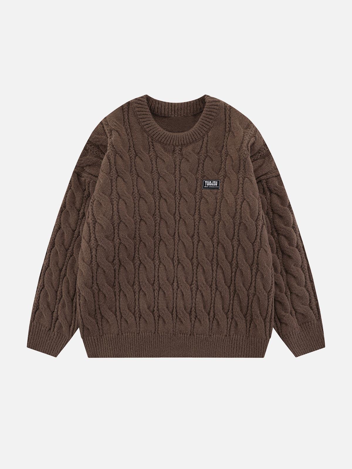 Solid Color Twist Knit Sweater