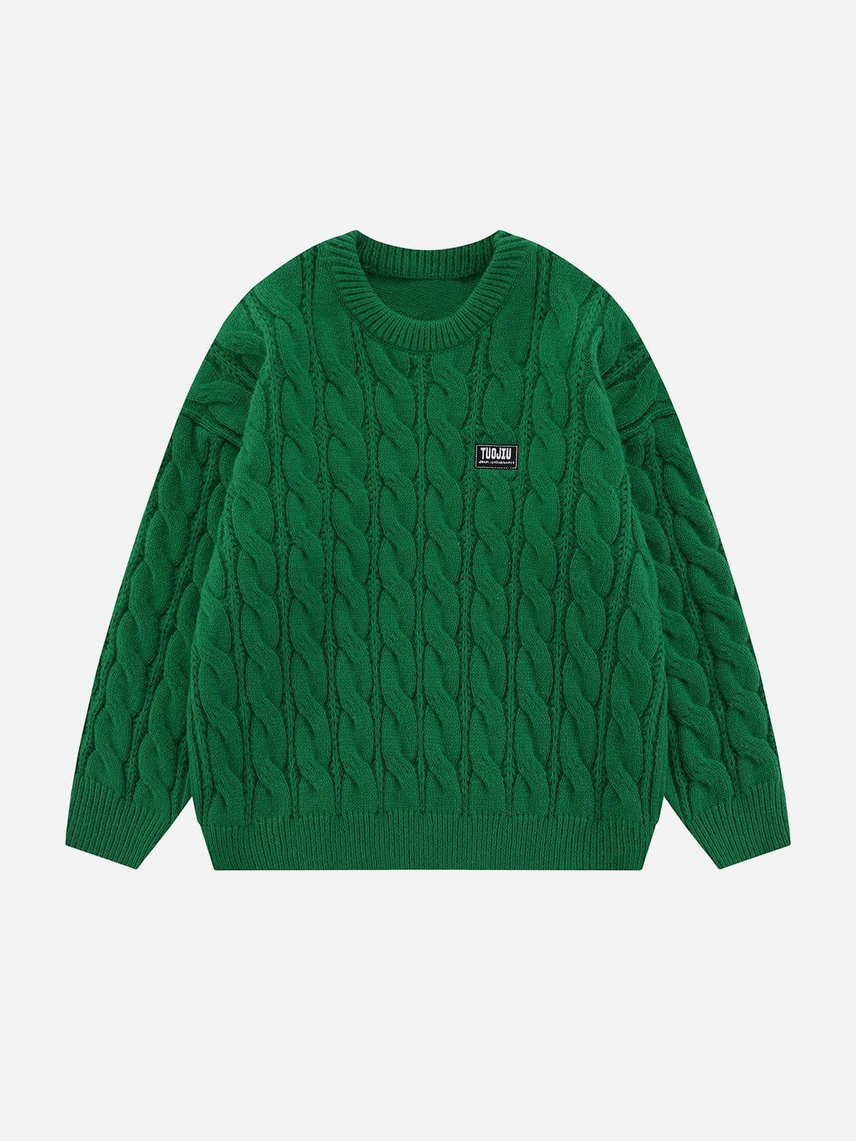 Solid Color Twist Knit Sweater