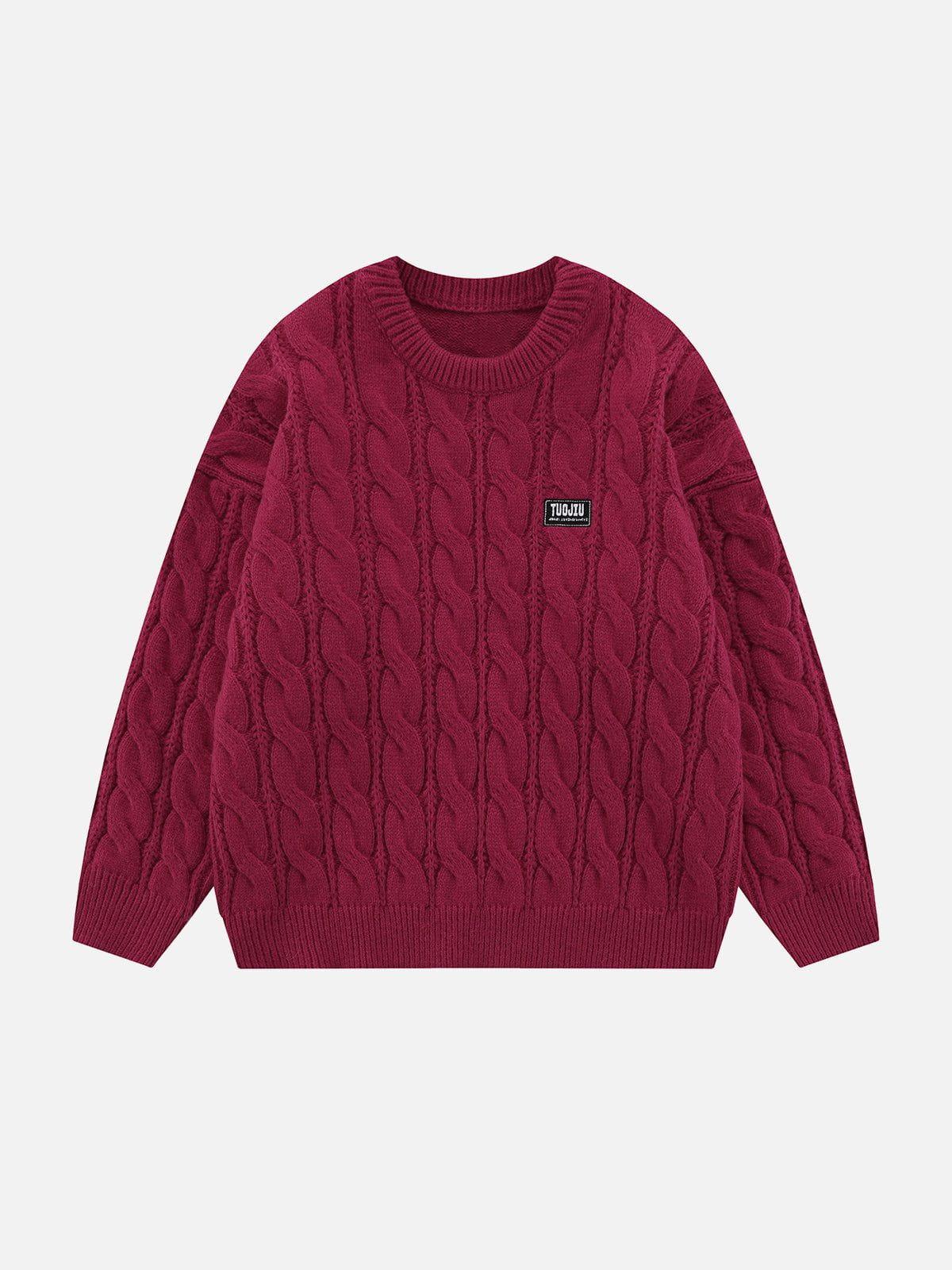 Solid Color Twist Knit Sweater