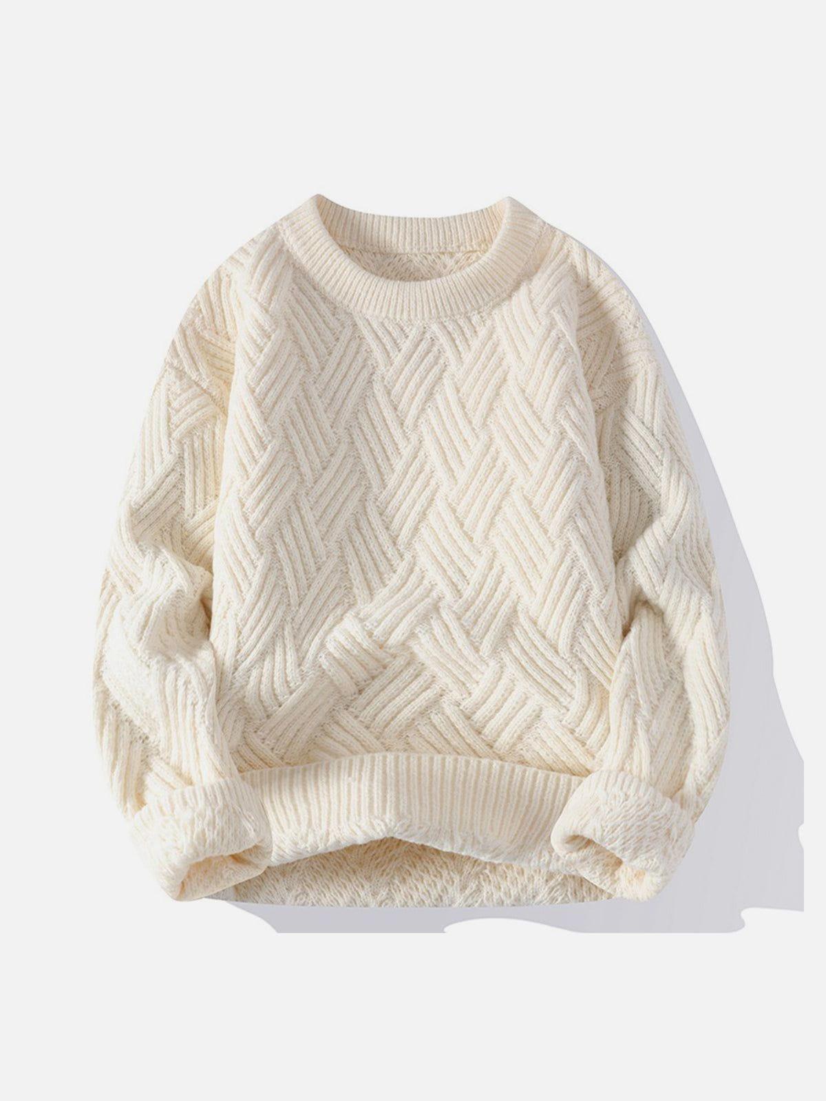 Solid Color Weave Cozy Sweater