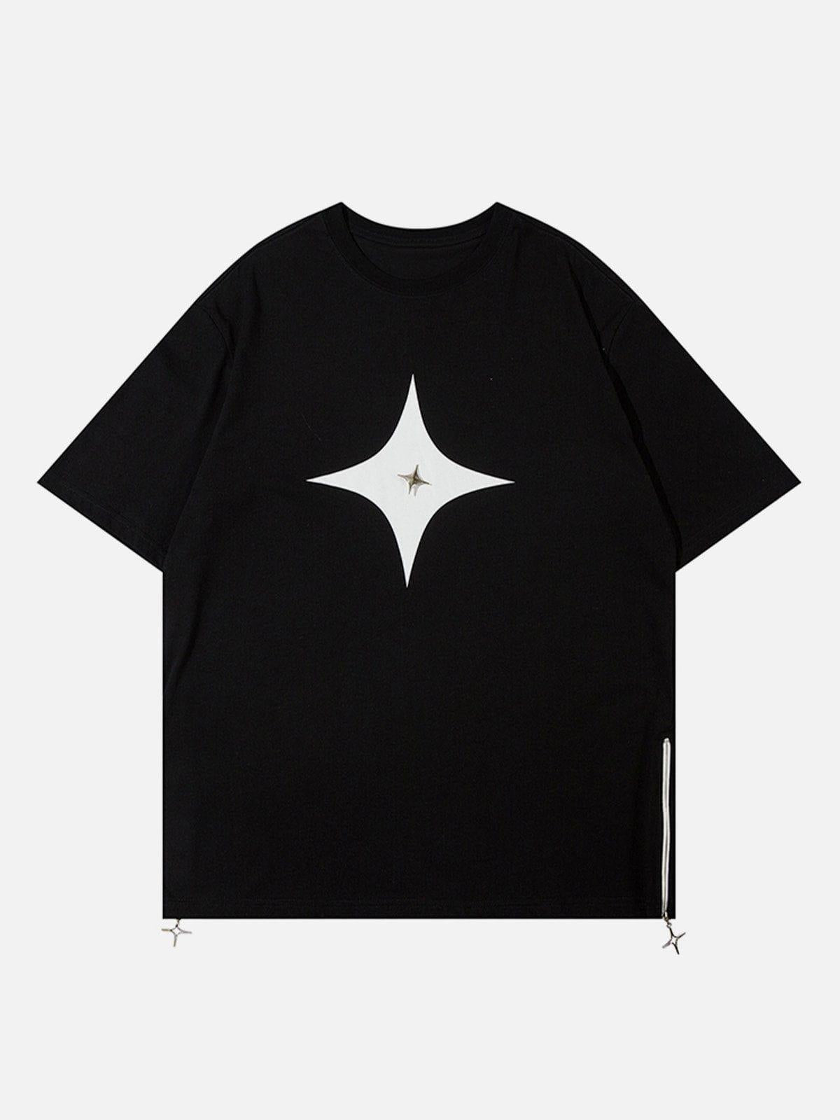 Solid Color Zipper Star Tee