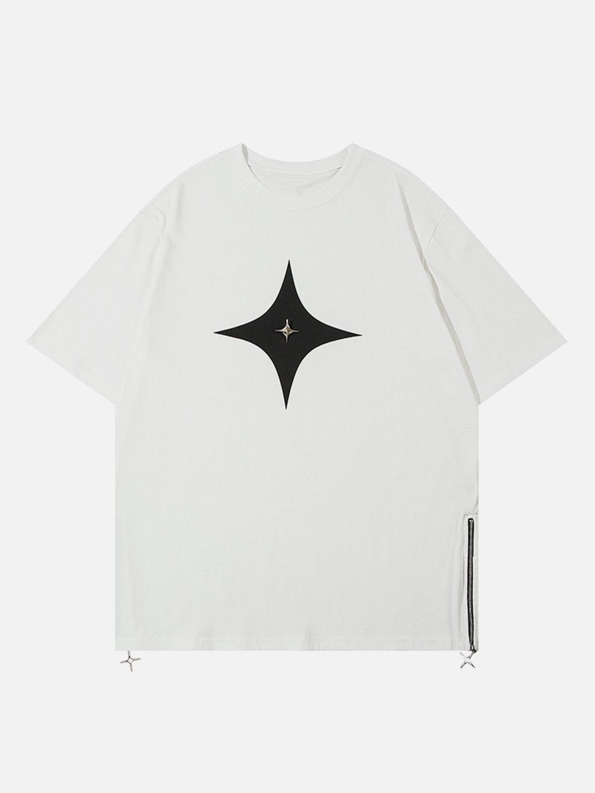 Solid Color Zipper Star Tee