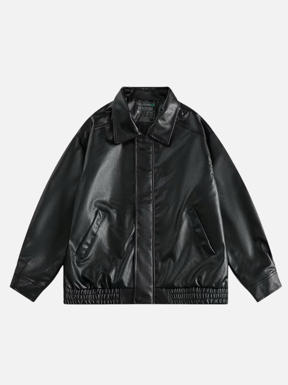 Solid Essential Faux Leather Jacket