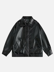 Solid Essential Faux Leather Jacket